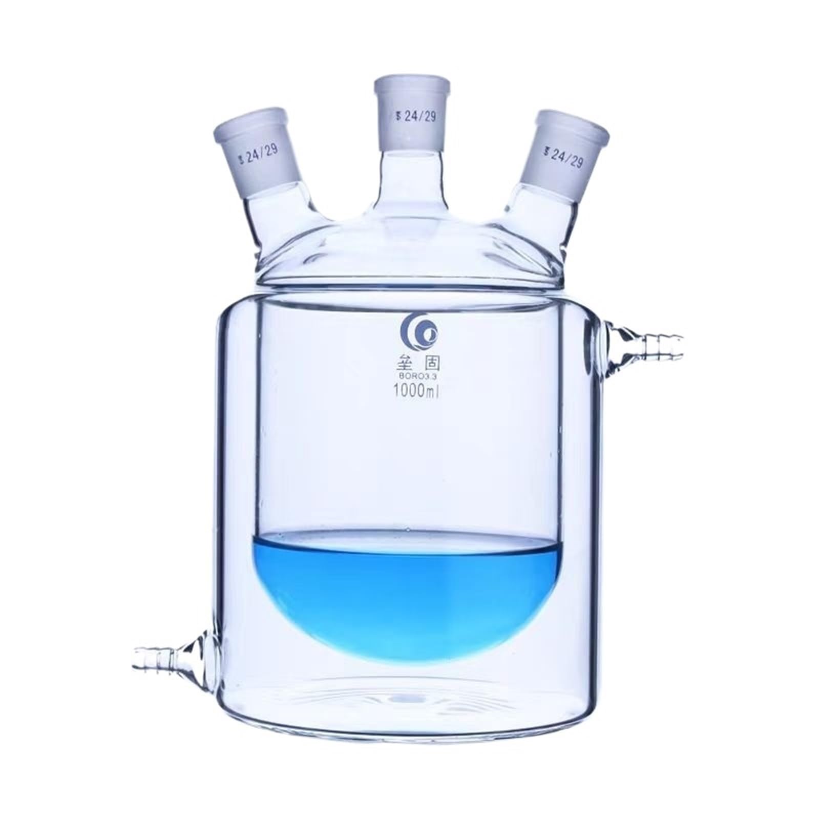 matraz de fondo redondo， Matraz reactor con camisa de vidrio de borosilicato de cuatro bocas y doble capa, 250 ml-10 l, varios tamaños(250mL 24x24x24x24)