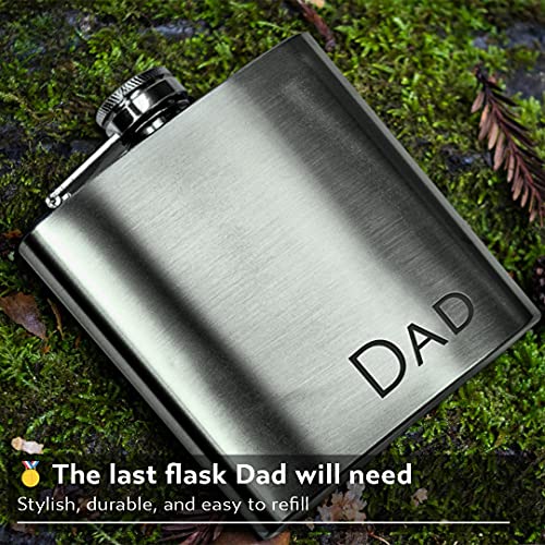 The Personalized Gift Matte Silver 6 Oz Flask For Dad,Dad Gift Fathers Day Gift,Silver,Ff-Silver-Dad-1 #TOP1