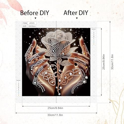 Image of AiYuanzsh 5D Special Shaped Diamond Painting Kit - The Rose in Hand Design, Unique Crystal Rhinestone Diamond Art Set for Beginners and Adults, Perfect for Home Wall Decor and Holiday Gifts