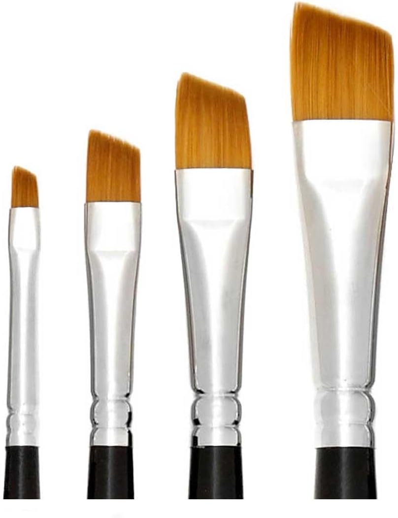 Trekell Golden Taklon Short Handle Artist Brushes for Acrylic and Watercolor Painting