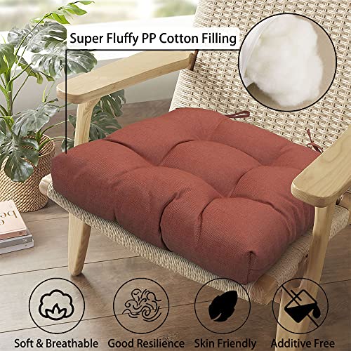 Magpie Fabrics Patio Tufted Seat Cushions 19"X19" With Ties, 2 Pack, U-Shape Waterproof Outdoor/Indoor Chair Pads For Garden Dining Office, Tatami Floor Pillow Meditation(Coral) #TOP6