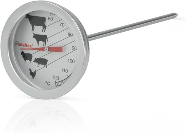Metaltex Meat Thermometer, Stainless Steel, Silver, 5.3 x 9.5 x 22.7 cm