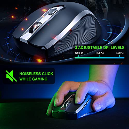 Wolflaws Km-4 Wireless Gaming Mouse, Computer Mouse Usb Cordless Mice For Pc Laptop, Ergonomic Optical Mouse With 6 Silent Buttons, 3 Adjustable Dpi, Nano Receiver, Plug & Play For Windows Mac Gamer #TOP5