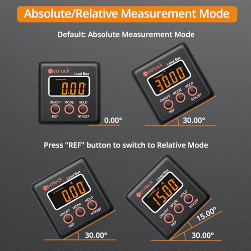 Image of Neoteck Digital Angle Finder Digital Angle Gauge with LCD Backlight Protractor IP54 Waterproof Inclinometer Level Box for Bevel Angle of Miter Saw Automobile Test and Repair and Woodworking - Black