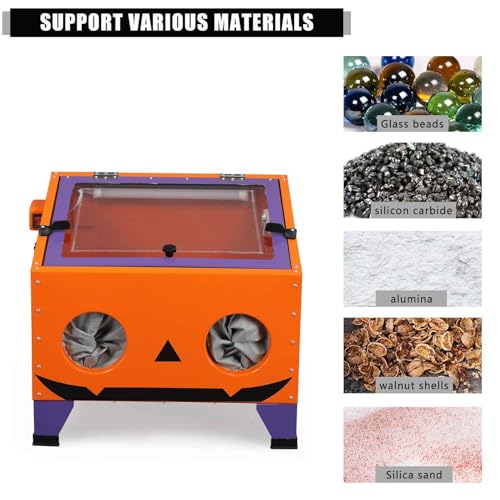 Image of 25 Gallon Air Sandblasting Cabinet | 40-80 PSI, Heavy Duty Steel, Spray Gun & 4 Nozzle, Bench Top Cabinet, For Rust Removal, Stain, Paint