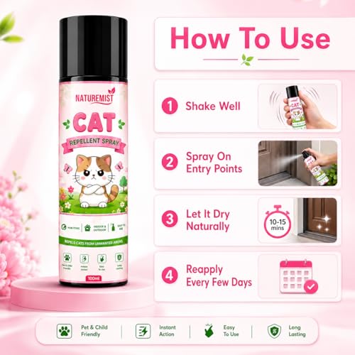 Image of Cat Repellent Spray, Cat Pee & Poop Deterrent for Outdoor Use | Protect Home Gates, Yards, Boundaries & Vehicles from Cat Urine, Feces & Scratches 100ml X 2