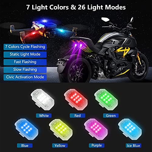 Lecart Wireless Remote Control Anti-Collision Strobe Lights 7 Colors Battery Operated Led Motorcycle Drone Lights For Night Flying Riding Mini Car Emergency Strobe Warning Light 2 Pcs #TOP1