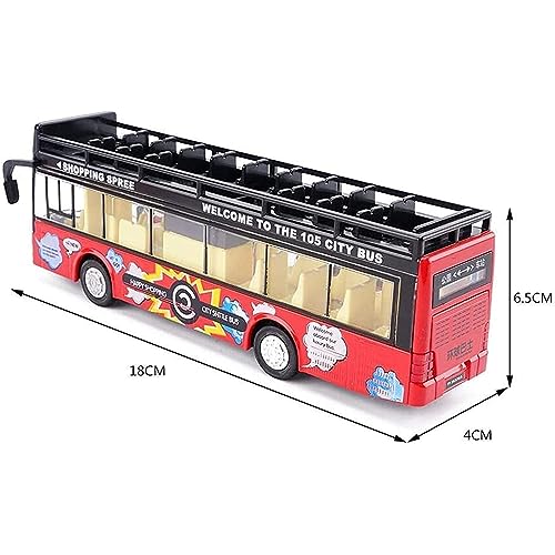 Image of Diecast Metal Long Sight View Double Decker Bus Open Door Light & Music Model Pull Back Long Bus Toys for Boy Kids