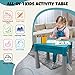 NIWOTA Double Sided Kids Activity Table with Storage, All-in-1 Multi Activity Table, 105pcs Marble Run Building Blocks Compatible with Classic Bricks, Craft Play Sand Water Table for Toddler