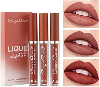 Matt Lipsticks Long Lasting,3Pcs Non Stick Cup Velvet Liquid Lipsticks Lip Gloss Waterproof Lipstick,Cosmetics Make Up Gifts Full-Coverage Lip Color Lipsticks,Lipstick Sets for Women (#A)