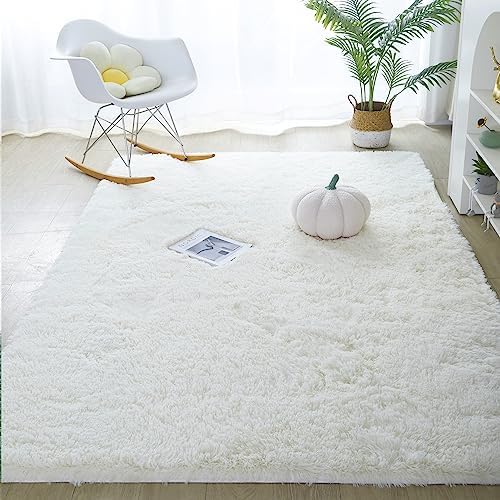Medeunk Area Rug 4x6 Cream White Super Soft Fluffy Upgrade Sponge Non-Slip No Shedding for Living Room Bedroom Girls/Boys Room Dorm Playroom Lounge Home Decor