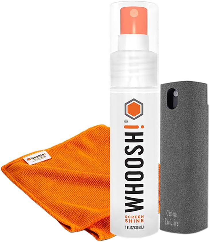 Whoosh! Screen Cleaner with Microfibre Cloth & 2 -in-1 portable, pocket size spray cleaner - the on the go LCD Screen Cleaner - Glasses Cleaner, Phone Screen Wipes - PC Cleaning Kit - Computer Cleaner