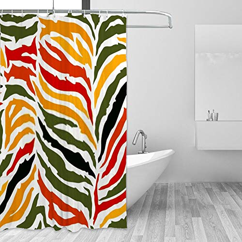 Rideau de douche zébré coloré en polyester à texture unique avec 12 crochets