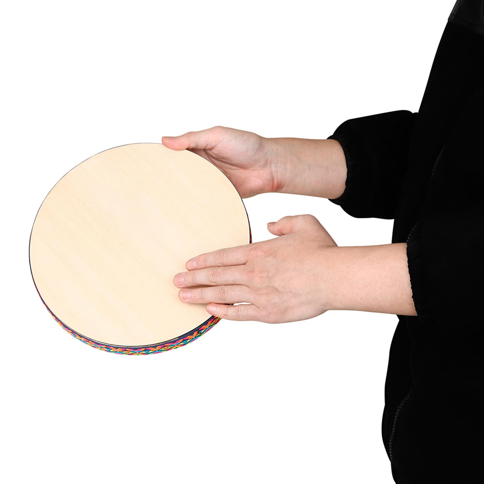 Tambor de 10 pulgadas Panderetas de madera Instrumento de percusión manual Pandereta musical para niños para baquetas Panderetas de mano de madera Juguete educativo