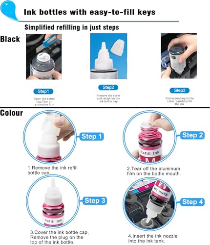 Image of KOSH Refill Ink Compatible for Canon G Series G1000 G1010 G2000 G2002 G2010 G2012 G3000 Printers (4, Black Pack of 4)