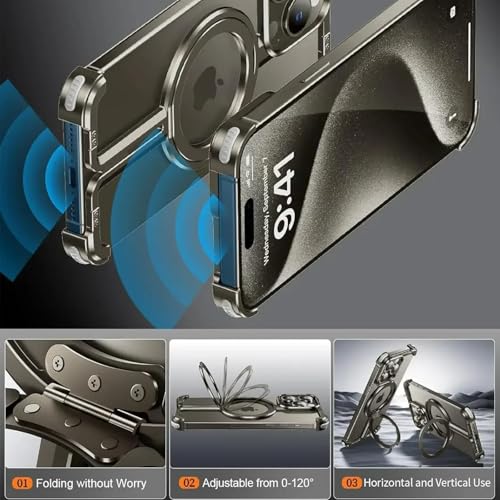 Funda de metal sin marco para iPhone 16 Pro Max de titanio natural 5