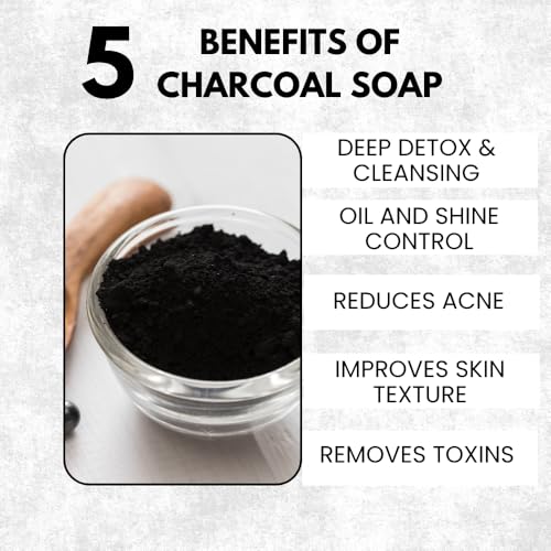 Image of Charcoal Soap | Pure & Gentle Bathing Bar for Glowing Skin | Rejuvenate & Antioxidant Soaps for Men & Women | Deep Nourishing Cleansing Bar | Soap for All Skin Types | Pack Of 1
