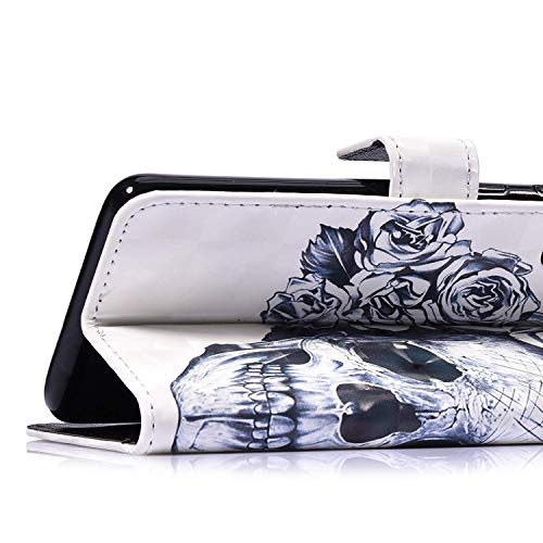 Geschikt voor: Samsung Galaxy Note 10 Lite doodskop, wit, bloemen - Image 6
