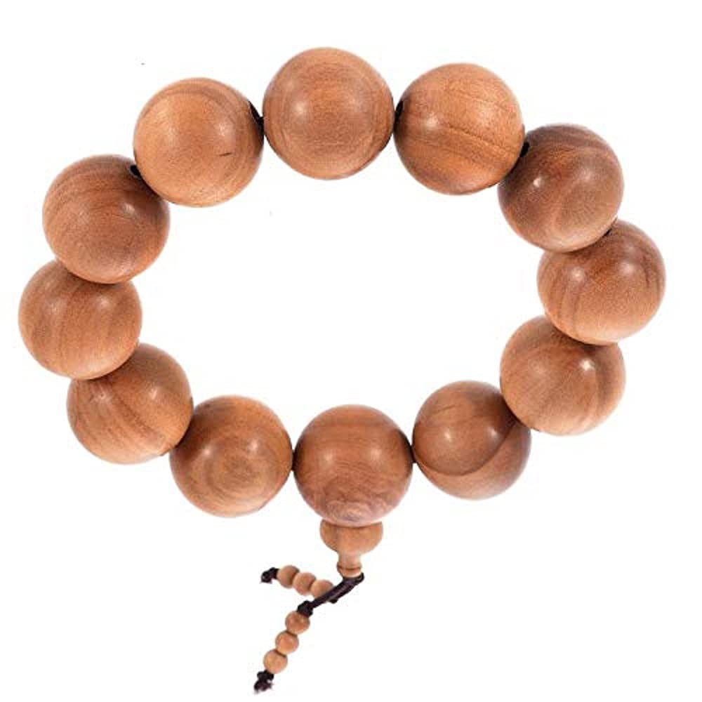 RDK Handcrafted Original Unisex White Sandalwood Charm Bracelet Safed Chandan Wristband for Meditation Pooja Chanting Wearing Jewelry Prayer Beads - Pack of 1 (16 MM)
