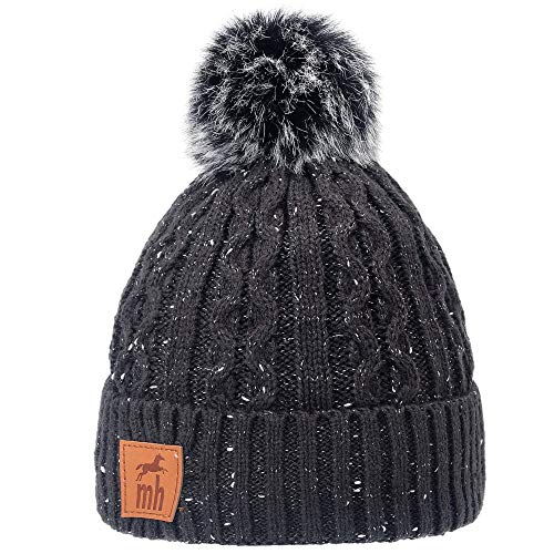 mh michael heinen Wintermütze Damen Beanie Strickmütze Pudelmütze Bommelmütze Sport Cover
