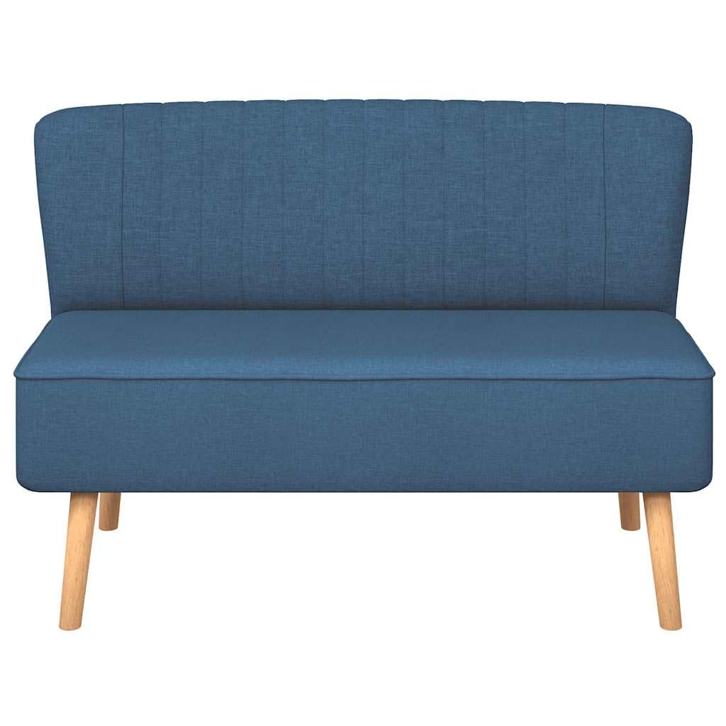 Canape 2 Places 117x55,5x77 cm Tessuto Blu Legno | Telaio in legno solido, comodo cuscino imbottito, seduta per soggiorno, facile da montare
