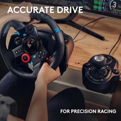 Logitech G 29 SE Driving Force Racing Steering Wheel and Pedals, Force Feedback, Genuine Leather + Driving Force Shifter - for PS5, PS4 and PC, Mac - Black