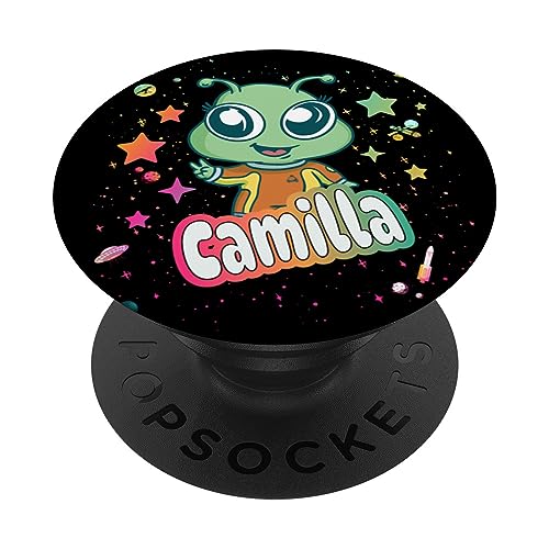 CAMILLA - Adorable girl name with cute Alien PopSockets Swappable PopGrip, Black