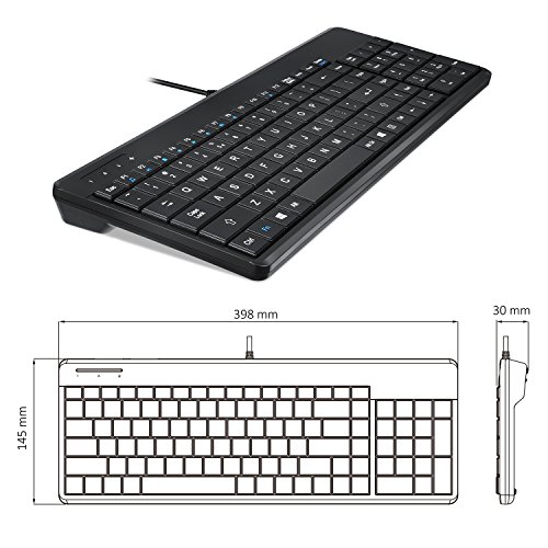Image of Perixx PERIBOARD-220H US, Wired Compact USB Keyboard with 2 Hubs - Build-in Numeric Keypad - Black - US English