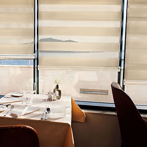 image for CHICOLOGY Cordless Zebra Shades, Light Filtering Dual Layer Window Bli