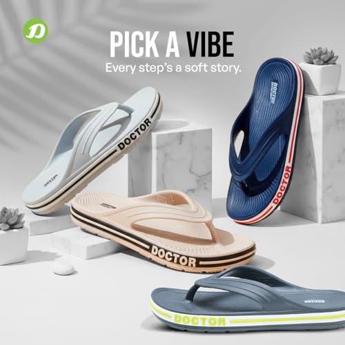 Image of DOCTOR EXTRA SOFT Men's Classic & Premium Casual Flip Flops with Soft Acupressure for Adult | Comfortable & LightWeight| Stylish & Anti-Skid |Waterproof Everyday Cushion Slippers for Gents /Boys D-553