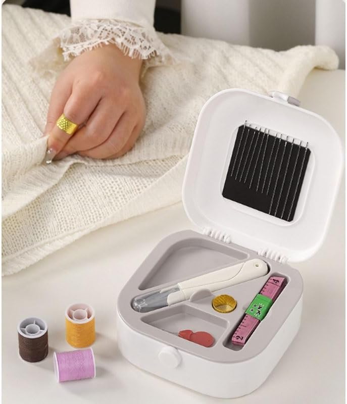 LWECMGSA ABS Magnetic Suction Needle Thread Box Home Portable Family Sewing Kit Practical Compact Storage