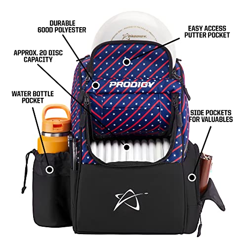 Prodigy Disc Ascent Disc Golf Backpack | Beginner Frisbee Disc Golf Bag With 18+ Disc Capacity | Disc Golf Bag For Beginners | Lightweight Disc Golf Starter Bag | Essential Disc Golf Accessories (Stars And Stripes) #TOP1