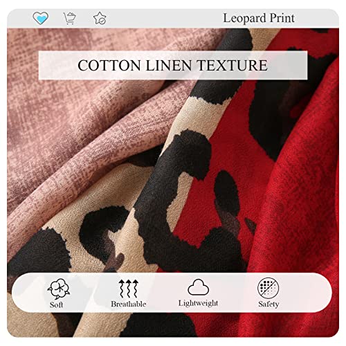 Leopard Print Scarf For Women Animal Print Cotton Linen Scarves With Tassels Long Scarf Lightweight Warm Shawl Stole3