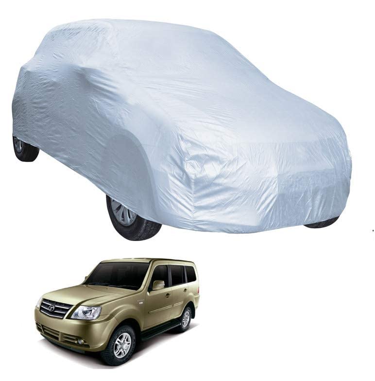 Image of Auto Hub Car Cover Compatible with Tata Sumo Grand with Weather Proof, Triple Stitched, Sumo Grand Car Cover- Plain Silver