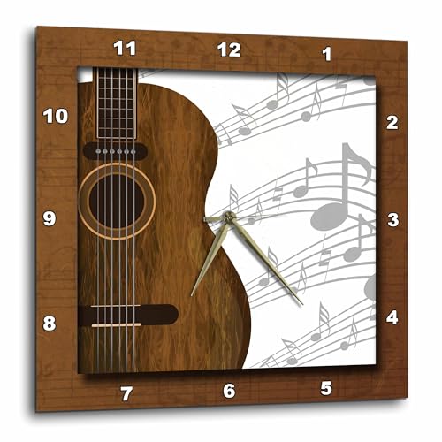 3dRose Wall Clock Silent - 13 inch - Guitar Music Concept - Designs Music Themes