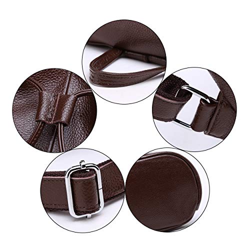 Image of BOYATU Women's Full-Grain Leather Backpack Purse, Minimal Structured Design, Work Commuter & City Travel, Compact Everyday Essentials, Fashion RFID Pocket Bag (Coffee Brown)