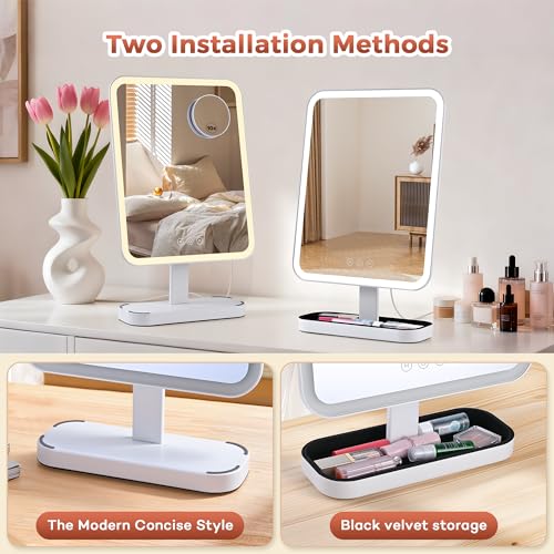 Espejo Vanity con luces y almacenamiento, 19.7" x 12" blanco miniatura 5