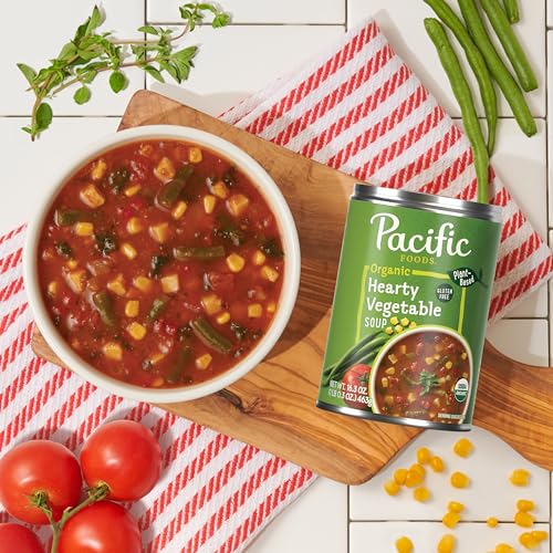 Image of Pacific Foods Organic Hearty Vegetable Soup, Plant Based, 16.3 oz Can (Pack of 3)