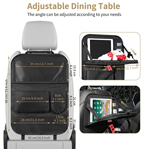 Lucmo Car Backseat Organizer With Tablet Holder,6 Storage Pockets Car Storage Organizer With Foldable Food Tray,Car Seat Back Protectors Kick Mats Travel Accessories-Black #TOP5