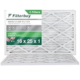 Filterbuy 16x25x1 Air Filter MERV 8 Dust Defense (2-Pack), Pleated HVAC AC Furnace Air Filters Repla
