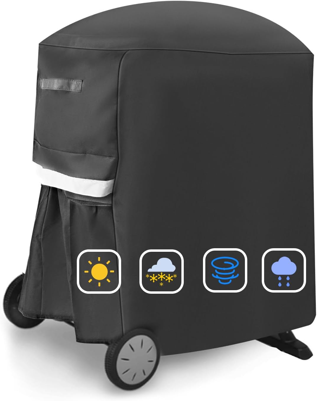7113 Grill Cover for Weber Q100/Q200 Series with Portable Trolley 81 x 43 x 89 cm Grill Cover Replacement Heavy Duty and Waterproof PU Cover for Weber Q2200 2400 1200 1400