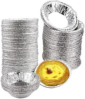 100 pcs Foil Trays Muffin Cases Foil Bun Cases Tin Foil Trays Foil Pie Trays Cake Tins Mini Egg Tart Cases Small Foil Pie Dishes Tart Foils Pastry Dish Aluminium Mold Cups