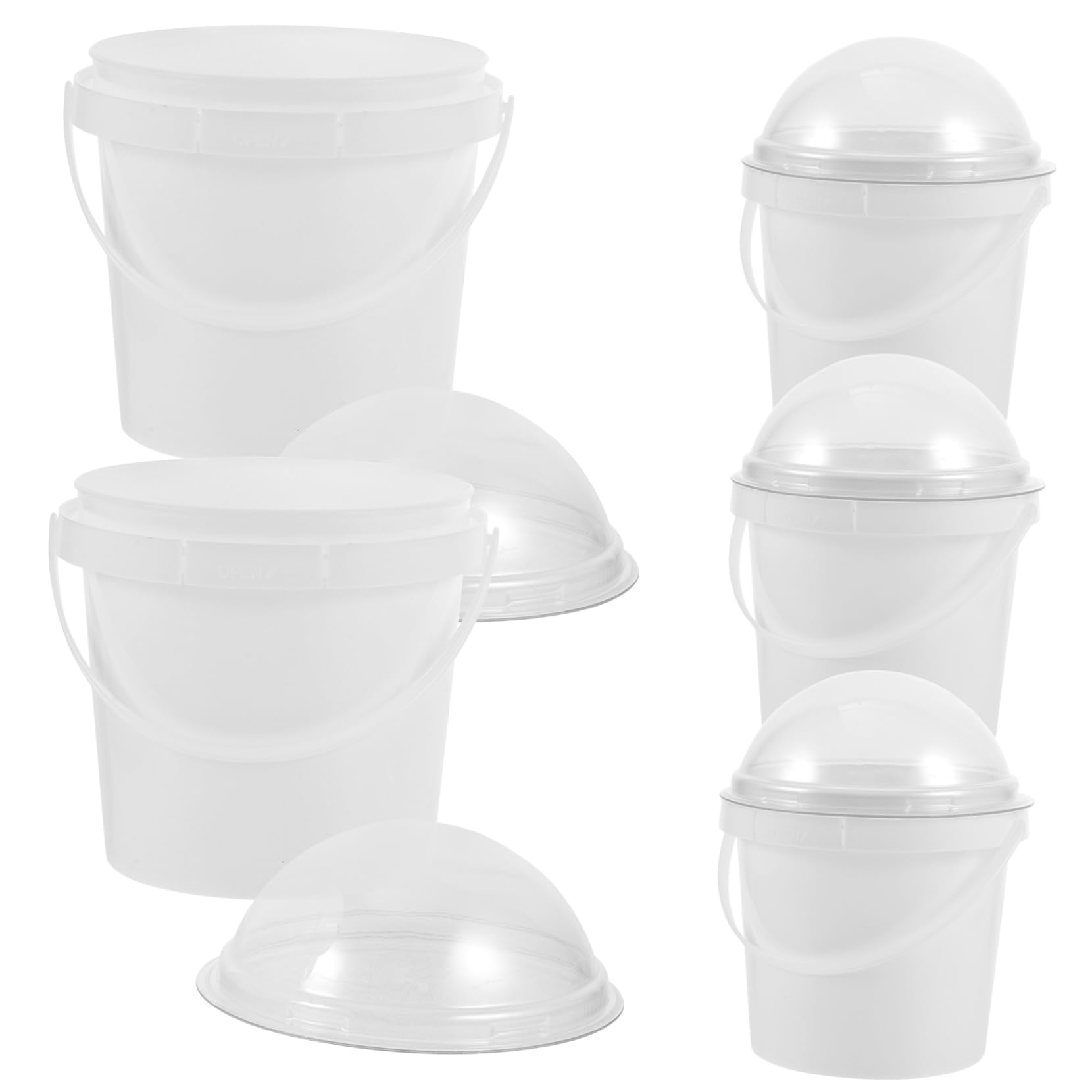 GLEAVI 5Pcs Popcorn Buckets with Dome Lids Snack Bowls for Indoor Outdoor Use Containers with Smooth Handles for Home Cinema and Parties