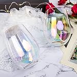 Gutsdoor Wine Glasses Large Stemless Wine Glasses 18.9 Ounce Set of 4 Iridescent Glasses All-Purpose Drinking Wine Beverage Glasses for Red White Wine, Water, Beer, Juice, Whiskey & Bar Decor