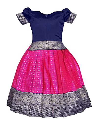 Image of New South Indian Traditional Pattu Pavadai Tapeta Silk Lehenga Choli For Girls Dress