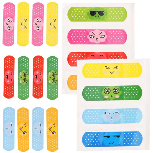 IWOWHERO Apósitos Adhesivos Impermeables para Heridas Infantiles Banda Elástica Transpirable Diseño de Dibujos Animados 40 Unidades Colores Variados para Uso Doméstico y Actividades al