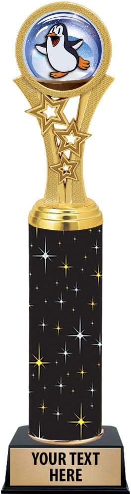 Crown Awards Penguin Trophies, 11" Black Midnight Penguin Trophy, Customize Now Prime