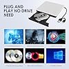 Hcsunfly External CD/DVD Drive for Laptop, Type-C CD/DVD Player USB 3.0 Portable Burner Writer Reader Compatible with Mac MacBook Pro/Air iMac Desktop Windows 7/8/10/XP/Vista(White)