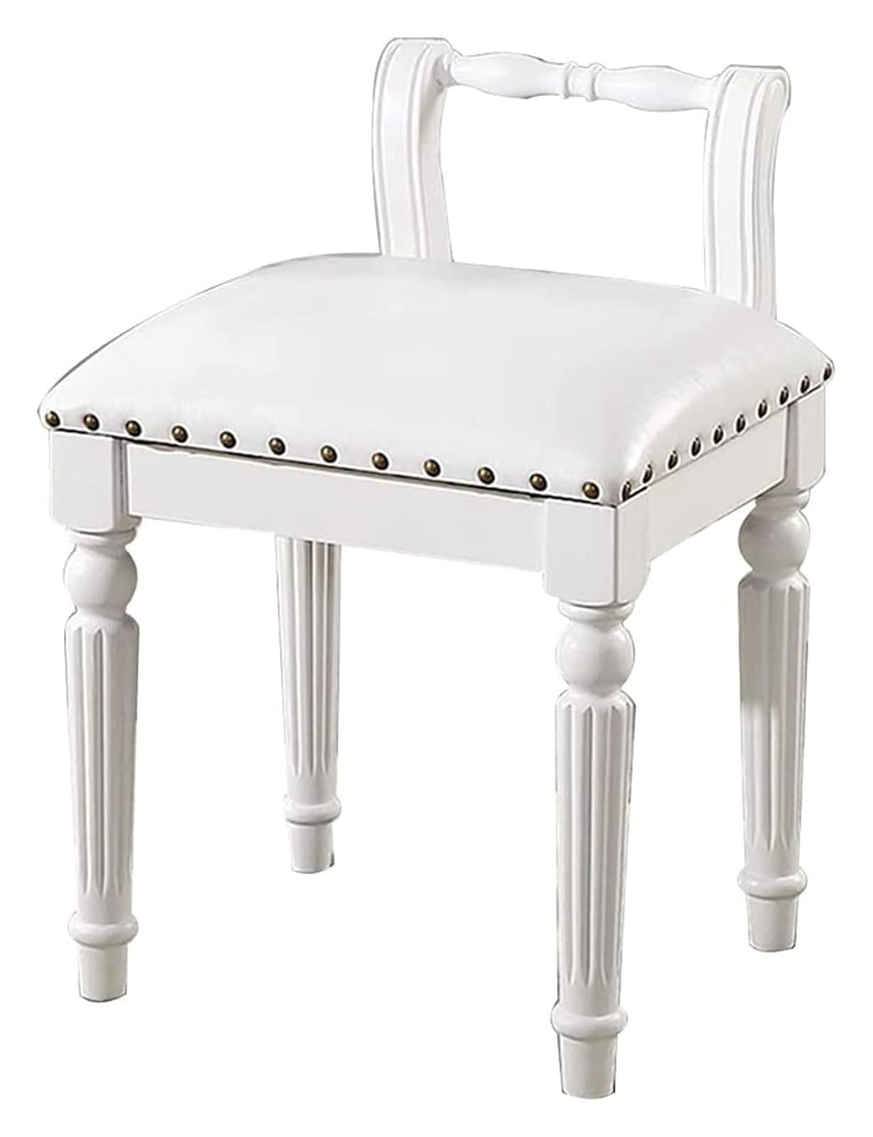 JIOWEUOE Sgabello da spogliatoio, sgabello per pianoforte, sgabello da toletta in legno, sedia con schienale semplice, sgabello da trucco per camera da letto, sgabello da spogliatoio, bianco-3, bianco
