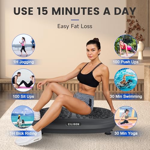Image of EILISON FitMaxx 3D XL Vibration Plate Exercise Machine - Whole Body Workout Vibration Platform w /Loop Bands - Lymphatic Drainage Machine for Weight Loss, Shaping, Recovery